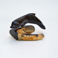 Carved-Black-Coral, Carved-Dolphin, Pacific-Souvenir,