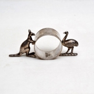 Kangaroo-&-Emu-Serviette-Ring, Australiana, Australian-silver, Australian-EPNS,