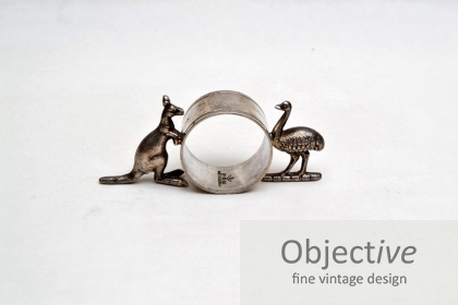 Kangaroo-&-Emu-Serviette-Ring, Australiana, Australian-silver, Australian-EPNS,