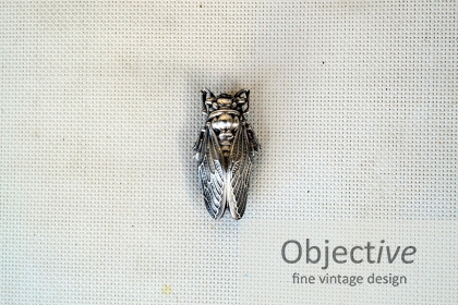 Art-Deco-Cicada-Brooch, Silver-Cicada-Brooch,
