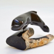 Polynesian-souvenir, Oceanic-folkart,Carved-Black-Coral, Carved-Dolphin, Pacific-Souvenir,